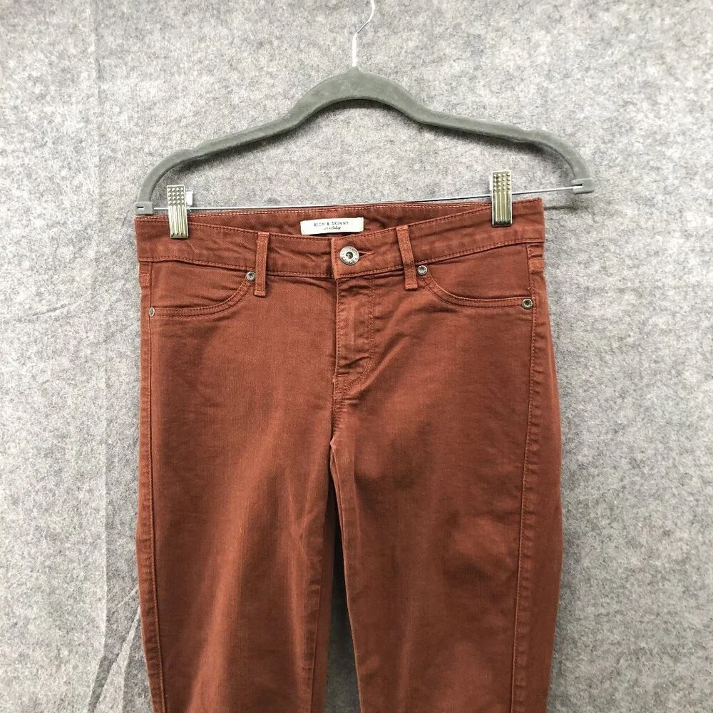 Rich & Skinny Low Rise Skinny Jeans Womens Size 27‎ Brown Stretch Chocolate